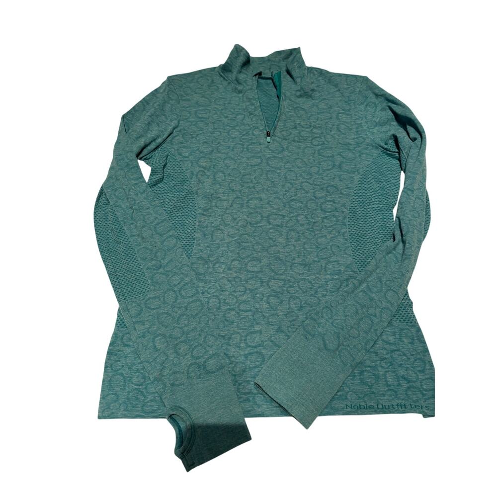 Noble Outfitters Quarter Zip Top Women's Small Teal Horseshoe Equestrian